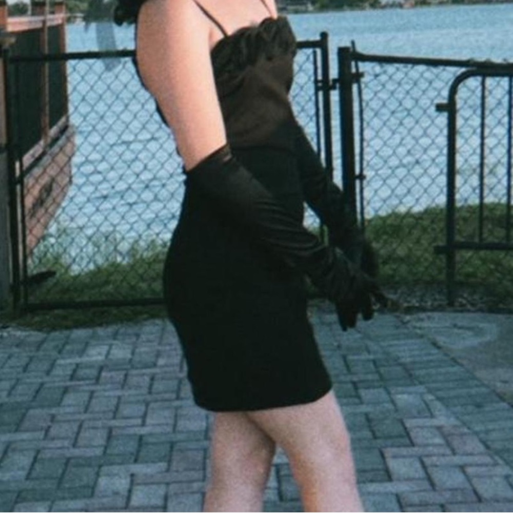 Little Black Cocktail Dress with Rosettes